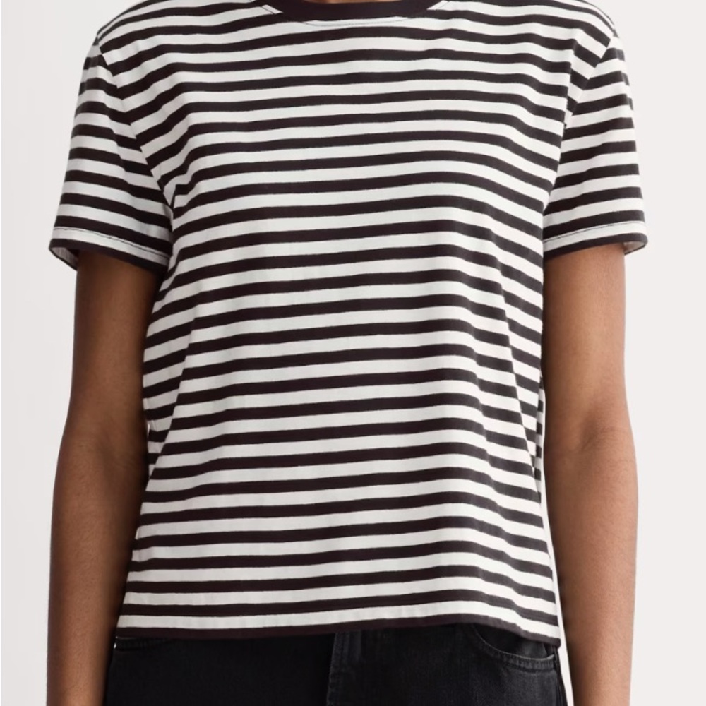 Everlane box cut tee in black and white stripe
